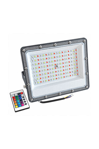 Sunlight Dış Mekan Slim Led Projektör 100 Watt RGB Uzaktan Kumandalı Yüksek Lümenli