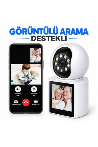 BRAVİON Görüntülü Arama Destekli Akıllı WiFi Güvenlik Kamerası Ekranlı, Çift Yönlü Ses, Hareket Algılama, Gece Görüşlü