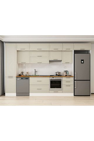Minar Alvinka 390X240 Cm Klasik Mebran Mutfak Dolabı Mbb-E90B50S50-1 Mebran | Kumtaşı - Mdf Gövde
