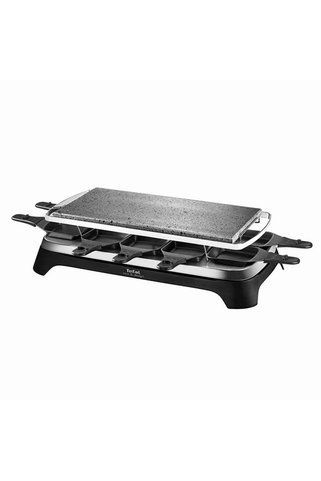TEFAL PR4578 Çıkarılabilir ızgara plakalı 10 kişilik Pierrade Raclette, 1350 W, siyah/paslanmaz çelik