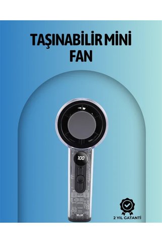 SS HOME CONCEPT Şeffaf Kasa El Fanı | 5V 2A | 100 Kademeli Hava Akışı | Type-C Girişli