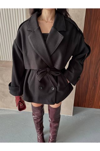 zoezoe Yeni Sezon Trend Kaşe Mont Kaban kemerli