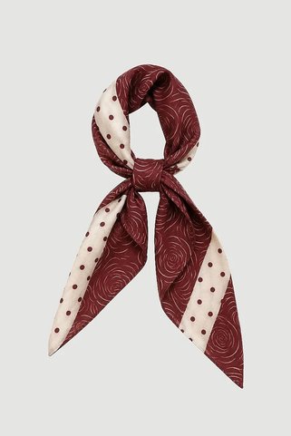 Gusto Gül Desenli Pamuk Fular - Bordo