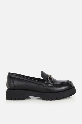 Yaya by Hotiç Kadın Siyah Gold Tokalı Kalın Tabanlı Günlük Loafer