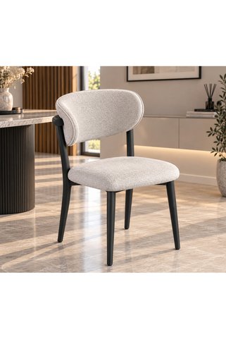 RUHAT METAL POLO Krem Döşemeli Siyah Ayaklı Yemek Masası Sandalyesi