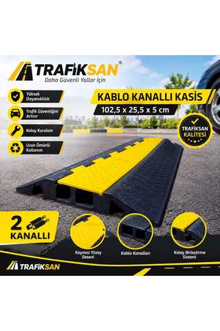 TRAFİKSAN Kablo Kanallı Hız Kesici 2 Kanallı 5' Lİ Yol Kasisi 102,5 x 25,5 x 5 cm