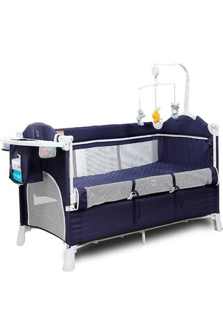 TEKNUM 4'ü 1 Arada Yan Beşik Co-Sleeper Navy Blue Katlanabilir Beşik, Oyun Alanı, Taşınabilir