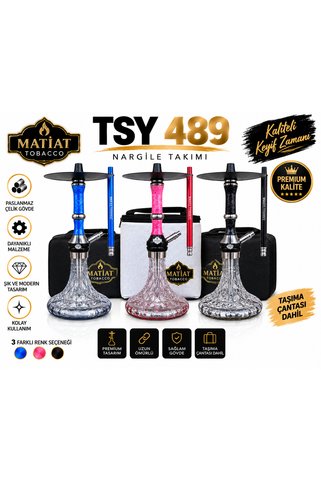 Matiat TSY 489 Nargile Takımı Kristal Cam Gövde 3 Renk Çantalı