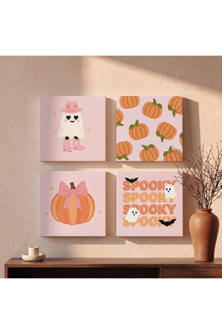 dingin Sayılarla Boyama Seti 4'lü Mini Set - Mini Sonbahar 4 Adet 20x20 cm Numaralı Tuval