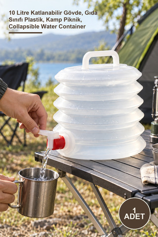 Yenilig 1 Adet Musluklu Akordiyon Katlanır Su Bidonu – 10 Litre Katlanabilir Gövde, Gıda Sınıfı Plastik, Kamp Piknik, Collapsible Water Container