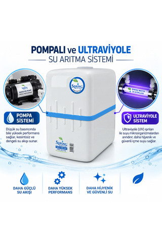 Spring Water Aquante 12PU | 11 Aşamalı 12 Litre Pompalı Ultraviyole Su Arıtma Cihazı