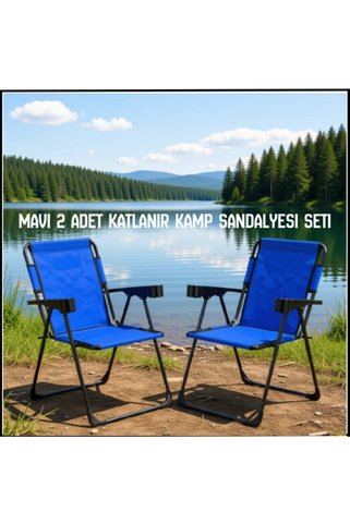 Uygunayakala Uyguna-Yakala Mavi 2 Adet Katlanır Kamp Sandalyesi Seti-TAB.363