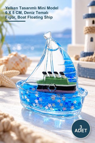 Yenilig 3 Adet Batmayan Gemi – Yelken Tasarımlı Mini Model 6 X 5 CM, Deniz Temalı Figür, Boat Floating Ship