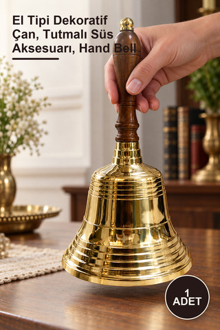 Yenilig 1 Adet Pirinç El Çanı – El Tipi Dekoratif Çan, Tutmalı Süs Aksesuarı, Hand Bell