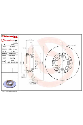 Brembo Arka fren dısk aynası transıt custom v362 12 abs lı o.ceker cap 308 16 bk212a097ea/ 2012584/