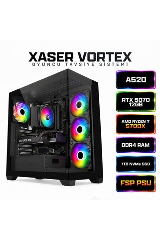 XASER Vortex X210 Ryzen 7 5700X 16GB Ram 1TB M.2 NVMe SSD 12GB RTX5070 Masaüstü Oyuncu Bilgisayarı