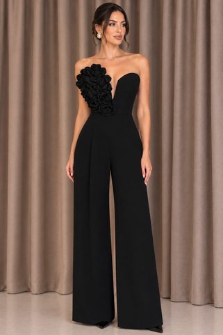 ruyaguneyboutique Straplez Çiçek Detaylı Tulum