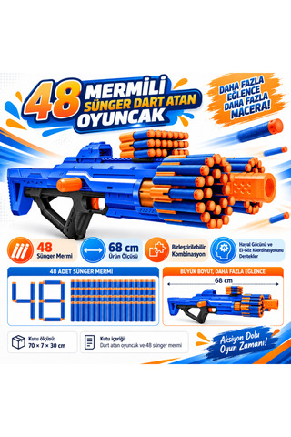 Zeus Lojistik Berzerko 48 Mermili Sünger Dart Atan Silah 68 cm