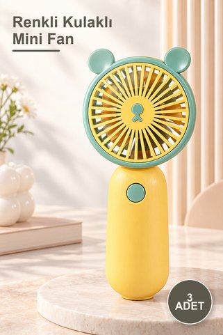 Yenilig 3 Adet Renkli Kulaklı Mini Fan