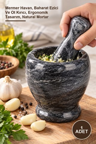 Yenilig 1 Adet Doğal Cilalı Mermer Havan – Mermer Havan, Baharat Ezici Ve Ot Kırıcı, Ergonomik Tasarım, Natural Mortar