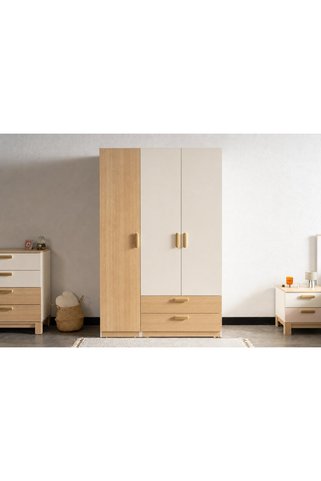 Vivense MOKİDO ÇEKMECELİ GARDIROP, 3 KAPAKLI, MEŞE