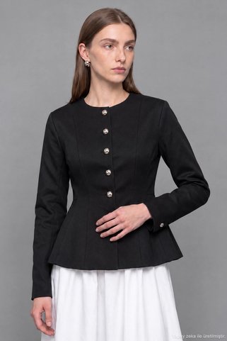 Hooopstore Premium Peplum Form Siyah Ceket