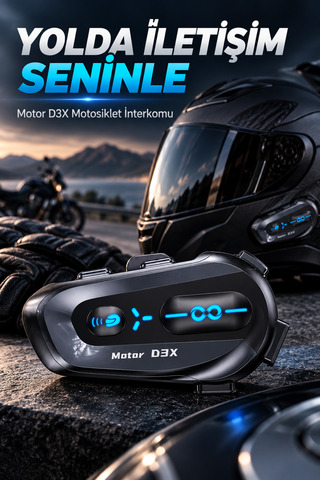 GoMarkt Motor D3X Motosiklet Kask İnterkomu 600 Metre Half-Duplex İletişim Type-C Kulaklık ve Mikrofon Seti