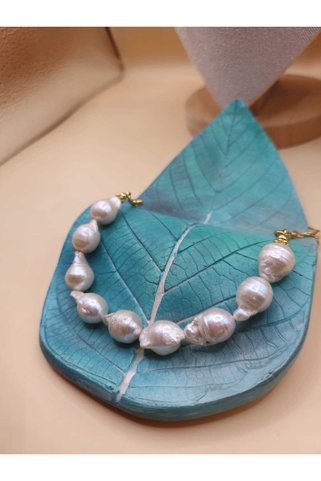 İNCİORA JEWELRY GERÇEK DOĞAL BAROK İNCİ GÜMÜŞ BİLEKLİK 925 AYAR