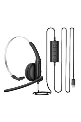 Edifier CC100 USB-C/USB-A Kablolu Mono Çağrı Merkezi Kulaklığı – AI Mikrofon Noise Cancelling, 240° Döner Mikrofon - Siyah