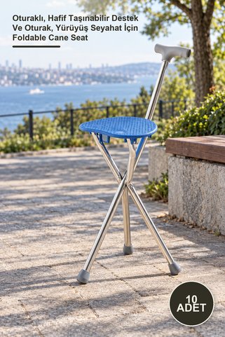 Yenilig 10 Adet Katlanabilir Baston Sandalye – Oturaklı, Hafif Taşınabilir Destek Ve Oturak, Yürüyüş Seyahat İçin Foldable Cane Seat