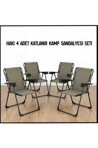 Uygunayakala Uyguna-Yakala Haki 4 Adet Katlanır Kamp Sandalyesi Seti-TAB.357