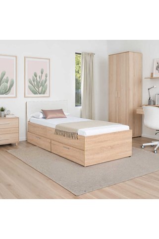 Adore Mobilya Plus Çekmeceli Tek Kişilik Karyola KRY-792-SD-2 Sonoma-Diamond Beyaz