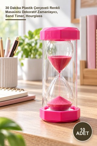 Yenilig 10 Adet Kum Saati – 30 Dakika Plastik Çerçeveli Renkli Masaüstü Dekoratif Zamanlayıcı, Sand Timer, Hourglass