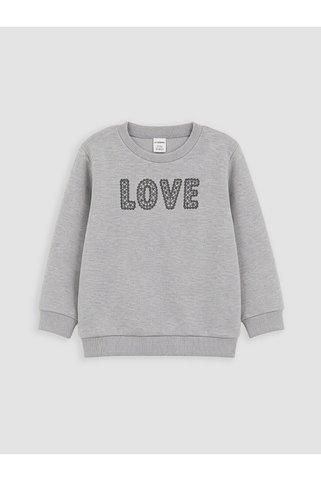 LC Waikiki ALITA CITY Farkıyla Gri 3 İplik Şardonlu Nakışlı Kız Çocuk Sweatshirt
