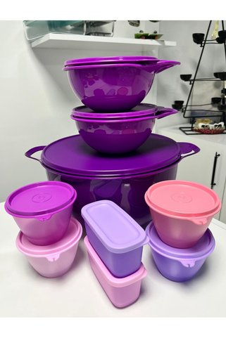 Tupperware Miksim 10 LT, 2 Adet 1.4 LT, 2 Adet 250 ML Kubik ve 4 Adet 380 ML Saklama Kabı.