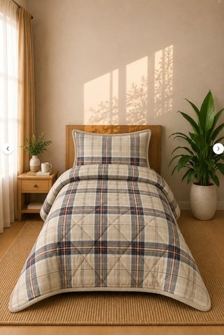 Merinos Comforter Tek Kişilik Yorgan Seti Niko Bej