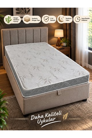 Zelis Mobilya Tek Kişilik Full Ortopedik Bamboo Yaysız Sünger Yatak 12 cm