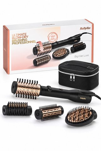 BABYLİSS Big Hair Luxe 4 Başlıklı İyon Etkili Döner AS970E Makyaj çantası hediye! (Onerous)