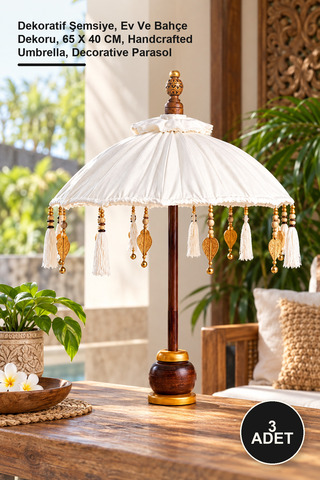 Yenilig 3 Adet El Yapımı Bali Şemsiyesi – Dekoratif Şemsiye, Ev Ve Bahçe Dekoru, 65 X 40 CM, Handcrafted Umbrella, Decorative Parasol