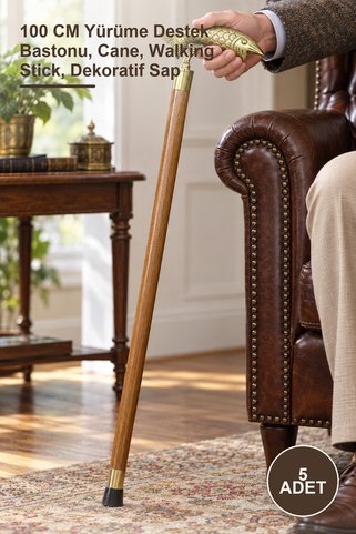 Yenilig 5 Adet Balık Tasarımlı Pirinç Baston – 100 CM Yürüme Destek Bastonu, Cane, Walking Stick, Dekoratif Sap