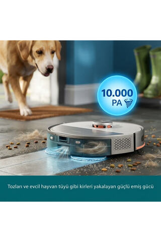 Philips 10000Pa Akıllı Robot Süpürge ve Mop Otomatik Boşaltma İstasyonu Çizgi Lazer Dolanma Önleme