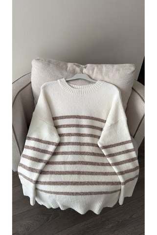 ELLA Çizgili Oversize Kazak