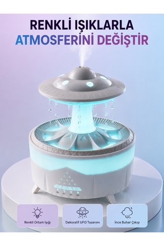 FMA RGB Işıklı Yağmur Efektli Hava Nemlendirici 350 ML Sessiz Çalışma Uzaktan Kumanda