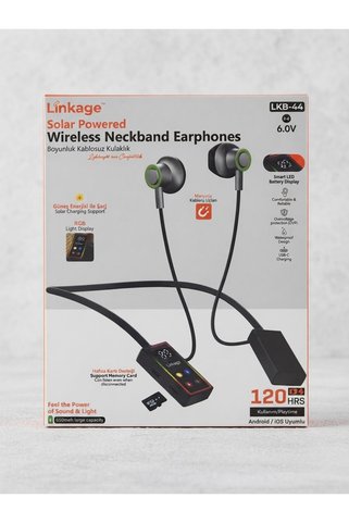 Linkage Aura Akse Güneş Enerjili Şarj Edilebilir RGB LED Göstergeli 120 Saat Kullanım Boyunluk Kablosuz Bluetooth Kulaklık