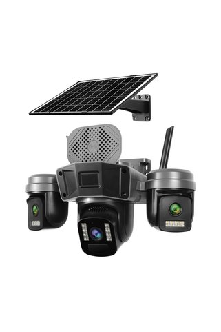 O-KAM Wifi Solar 3 Lens 9MP Siren + Mikrofon + Hoparlör+ Yapay Zeka Güneş Panelli Wifi Kamera