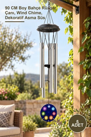 Yenilig 5 Adet Metal Rüzgar Çanı – 90 CM Boy Bahçe Rüzgar Çanı, Wind Chime, Dekoratif Asma Süs