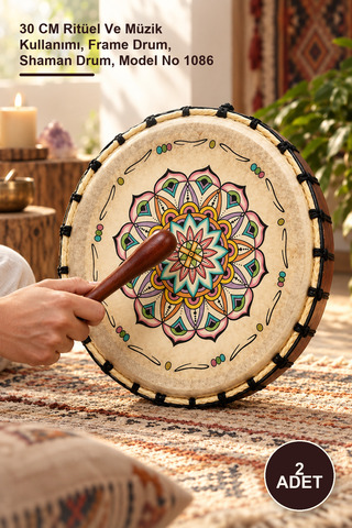 Yenilig 2 Adet Şaman Davulu – 30 CM Ritüel Ve Müzik Kullanımı, Frame Drum, Shaman Drum, Model No 1086