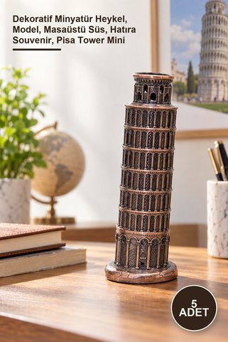 Yenilig 5 Adet Metal Pisa Kulesi – Dekoratif Minyatür Heykel, Model, Masaüstü Süs, Hatıra Souvenir, Pisa Tower Mini
