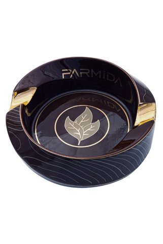 Parmida Kahverengi Gold Çizgili İkili Porselen Puro Küllüğü