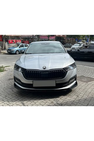 HasAkman Skoda Octavia Uyumlu Ön Lip Parlak Siyah 3 Prç Brabus Kırılmaya Dayanıklı ABS 2020 2021 2022 2023 2024